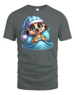 Sleepy Meerkat Pajama Graphic Tee for Bedtime Fans - gray t-shirt on white background