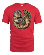 Fantasy Bird Creature Graphic Tee for Art Lovers - red t-shirt on white background