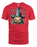 Blue Gnome Butterfly Fantasy Tee for Dreamy Souls - red t-shirt on white background