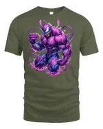Electric Venom Power Graphic Tee for Comic Fans - military green t-shirt on white background