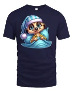 Sleepy Meerkat Pajama Graphic Tee for Bedtime Fans - navy t-shirt on white background