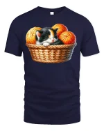 Cute Sleeping Kitten Basket Graphic Tee for Cat Fans - navy t-shirt on white background