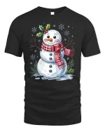 Cute Christmas Snowman Tee Festive Holiday Winter Tshirt - black t-shirt on white background