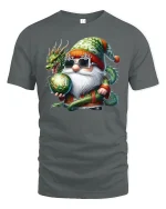 Santa Dragon Magic Tee Cool Christmas Gnome Fantasy Tshirt - gray t-shirt on white background