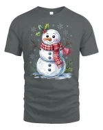 Cute Christmas Snowman Tee Festive Holiday Winter Tshirt - gray t-shirt on white background