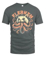 Flerken Cat Monster Tee Funny Octo Kitty Graphic Tshirt - gray t-shirt on white background