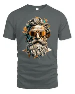 Cool Bearded Zeus Tee Retro Mythology Style Graphic Tshirt - gray t-shirt on white background