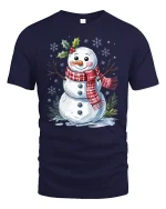 Cute Christmas Snowman Tee Festive Holiday Winter Tshirt - navy t-shirt on white background