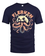 Flerken Cat Monster Tee Funny Octo Kitty Graphic Tshirt - navy t-shirt on white background