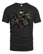 Desert Knight Warrior Epic Horse Rider Graphic Tee - black t-shirt on white background