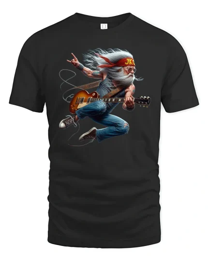Rock Legend Grandpa Guitar Hero Funny Graphic T-Shirt - black t-shirt on white background