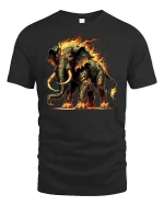 Inferno Mammoth Fire Beast Fantasy Graphic T-Shirt - black t-shirt on white background