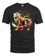 Fire Wolf Spirit Mythical Flame Beast Graphic T-Shirt - black t-shirt on white background