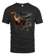 Desert Warrior Rider Epic Camel Adventure T-Shirt - black t-shirt on white background