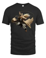 Cowboy Whip Master Wild West Action Hero T-Shirt - black t-shirt on white background