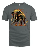 Inferno Mammoth Fire Beast Fantasy Graphic T-Shirt - gray t-shirt on white background