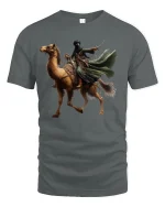 Desert Warrior Rider Epic Camel Adventure T-Shirt - gray t-shirt on white background