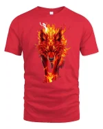 Fire Wolf Spirit Flame Beast Power Graphic T-Shirt - red t-shirt on white background