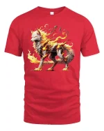 Fire Wolf Spirit Mythical Flame Beast Graphic T-Shirt - red t-shirt on white background