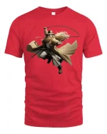 Cowboy Whip Master Wild West Action Hero T-Shirt - red t-shirt on white background
