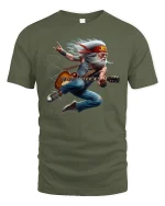 Rock Legend Grandpa Guitar Hero Funny Graphic T-Shirt - military green t-shirt on white background