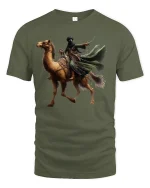 Desert Warrior Rider Epic Camel Adventure T-Shirt - military green t-shirt on white background