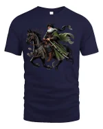 Desert Knight Warrior Epic Horse Rider Graphic Tee - navy t-shirt on white background