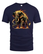 Inferno Mammoth Fire Beast Fantasy Graphic T-Shirt - navy t-shirt on white background