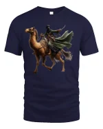 Desert Warrior Rider Epic Camel Adventure T-Shirt - navy t-shirt on white background