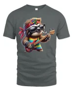 Rockin’ Sloth Funny Guitar Player Cool Graphic T-Shirt - gray t-shirt on white background