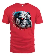 Fierce Bulldog Red Eyes Graphic T-Shirt for Men - red t-shirt on white background