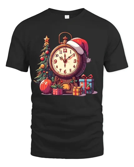 Christmas Countdown Clock Graphic T Shirt Festive Holiday Time Tee - black t-shirt on white background