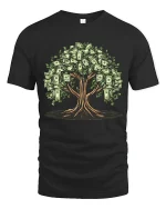 Money Tree Graphic T Shirt Wealth Growth Financial Vibes Tee - black t-shirt on white background