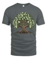 Money Tree Graphic T Shirt Wealth Growth Financial Vibes Tee - gray t-shirt on white background