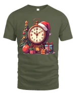 Christmas Countdown Clock Graphic T Shirt Festive Holiday Time Tee - military green t-shirt on white background
