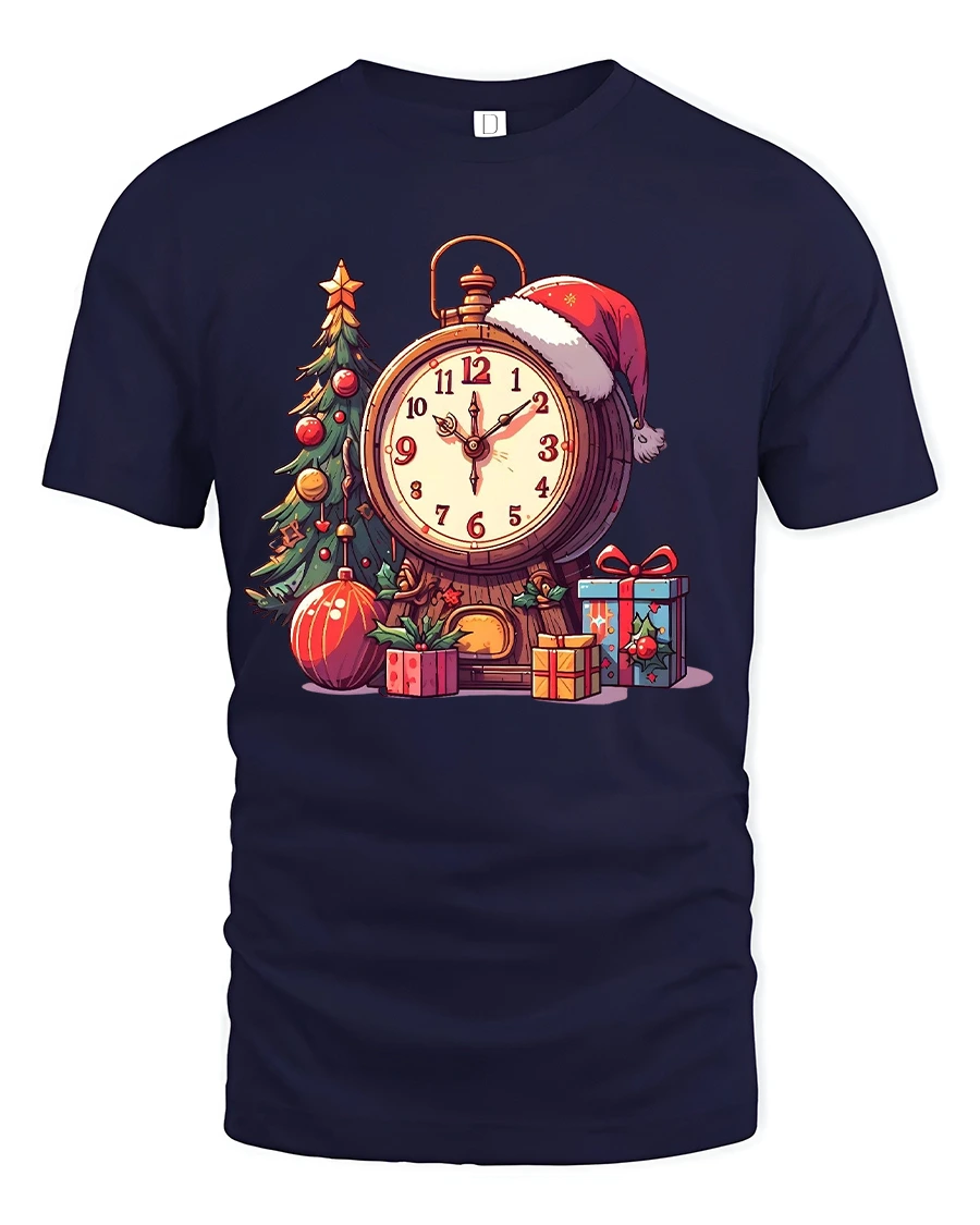 Christmas Countdown Clock Graphic T Shirt Festive Holiday Time Tee - 1 Christmas Countdown Clock Graphic T Shirt Festive Holiday Time Tee - navy t-shirt on white background