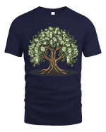 Money Tree Graphic T Shirt Wealth Growth Financial Vibes Tee - navy t-shirt on white background