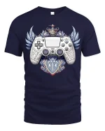 Royal Gaming Controller Crest Graphic T Shirt Legendary Gamer Tee - navy t-shirt on white background