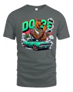 Dope Street Dog Muscle Car Graphic T Shirt Urban Cartoon Style - gray t-shirt on white background