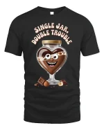 Funny Chocolate Jar Double Trouble Cute Food Cartoon T-Shirt - black t-shirt on white background