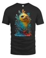 Color Splash Creature Cute Fantasy Art Vibrant Graphic T-Shirt - black t-shirt on white background