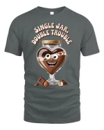 Funny Chocolate Jar Double Trouble Cute Food Cartoon T-Shirt - gray t-shirt on white background