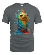 Color Splash Creature Cute Fantasy Art Vibrant Graphic T-Shirt - gray t-shirt on white background
