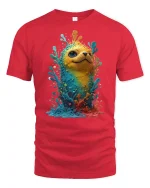 Color Splash Creature Cute Fantasy Art Vibrant Graphic T-Shirt - red t-shirt on white background