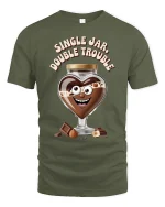 Funny Chocolate Jar Double Trouble Cute Food Cartoon T-Shirt - military green t-shirt on white background