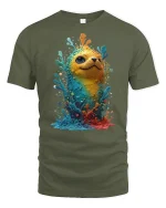 Color Splash Creature Cute Fantasy Art Vibrant Graphic T-Shirt - military green t-shirt on white background