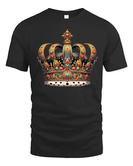 Majestic Royal Crown Jewel Art Tshirt Elegant Power Style - black t-shirt on white background