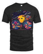 Beautiful Colorful Bicycle Art Tshirt Joyful Creative Ride - black t-shirt on white background
