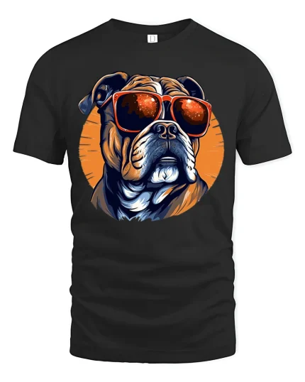Cool Dog With Sunglasses Graphic Tshirt Stylish Street Vibes - black t-shirt on white background