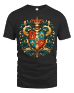 Royal Heraldic Crest Knight Shield Art Tshirt Noble Power Style - black t-shirt on white background